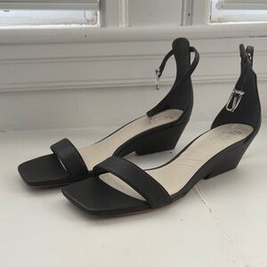 Franco sarto black wedge sandals shoes ankle strap size 8
